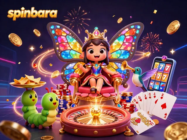 Spinbara casino offers thrilling gameplay with vibrant symbols, coins, and engaging characters.