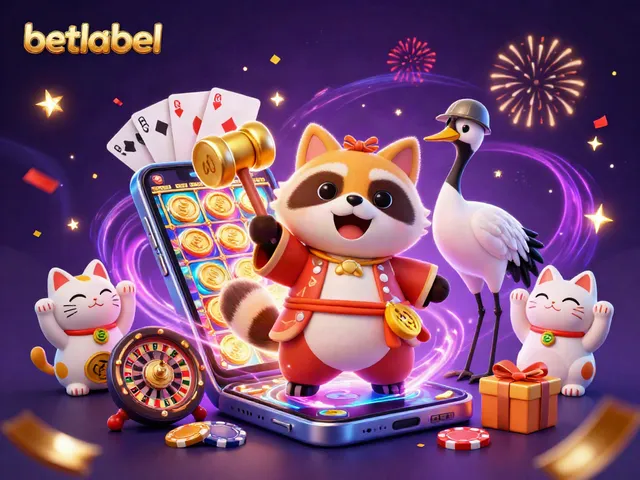 Engage with betlabel's exciting gaming world featuring colorful characters and casino elements.